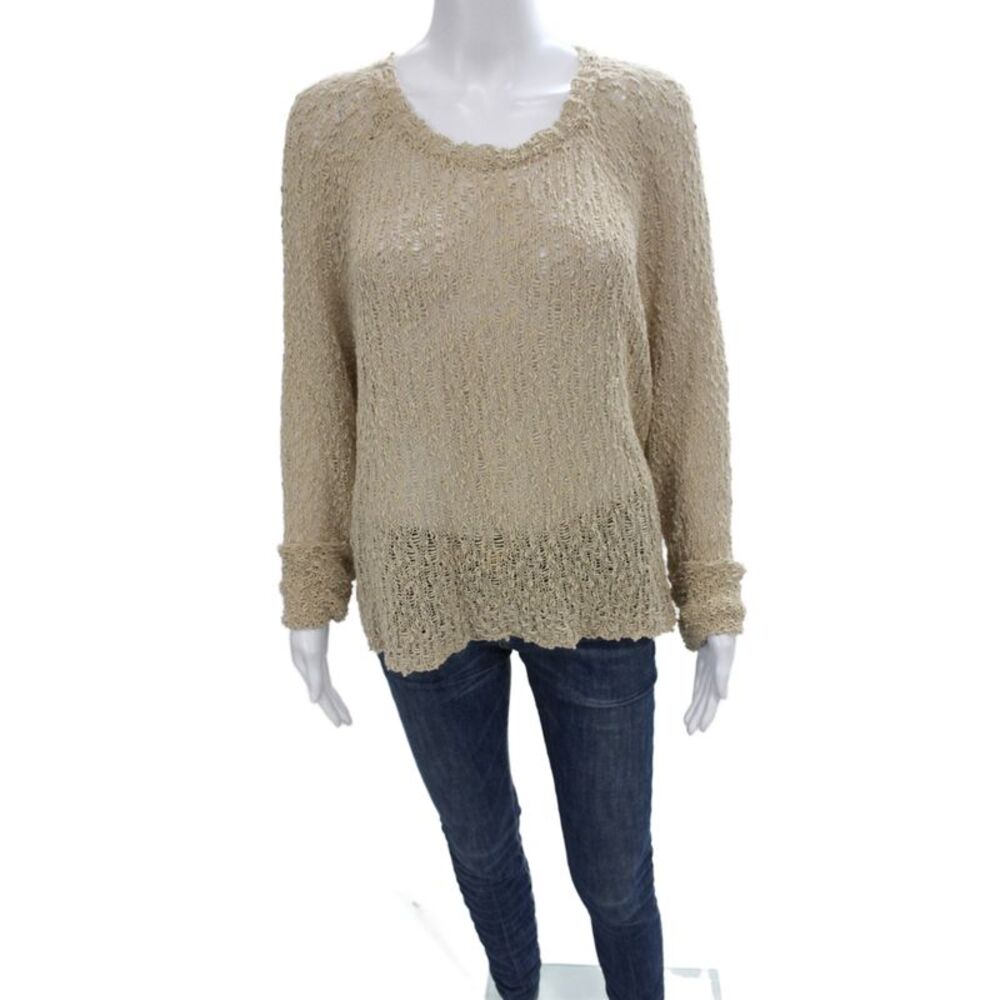 The Fisher Project Women Beige Boho Organic Cotton Pullover Sweater Size XL